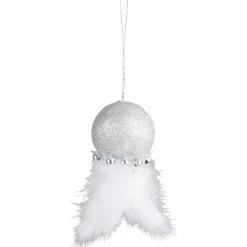 Suspension décor avec plumes gris blanc-Gifi Best