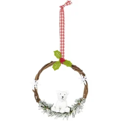 Suspension de Noël Couronne en bois déco animal-Gifi Online