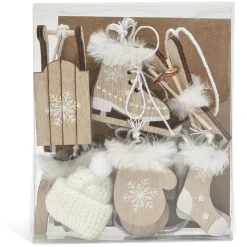 Suspension de Noël en bois style traditionnel x6-Gifi Best