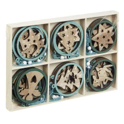 Suspension de Noël en bois Ange Étoile Renne Sapin naturel vert x24-Gifi Clearance