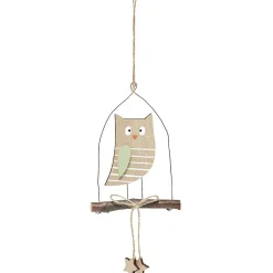 Suspension de Noël en bois hibou sur branche-Gifi