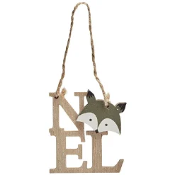 Suspension de Noël en bois inscription Noël avec animal x4-Gifi Discount