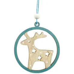 Suspension de Noël en bois naturel vert ange étoile renne sapin x24-Gifi