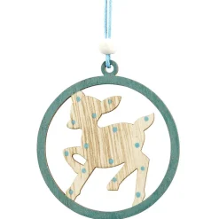 Suspension de Noël en bois naturel vert ange étoile renne sapin x24-Gifi