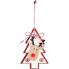 Suspension de Noël en bois forme étoile ou sapin avec tête de renne 11x11cm-Gifi New