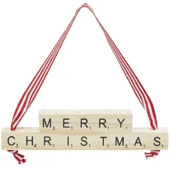 Suspension de Noël insciption Merry Christmas en bois-Gifi Online