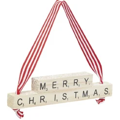 Suspension de Noël insciption Merry Christmas en bois-Gifi Online