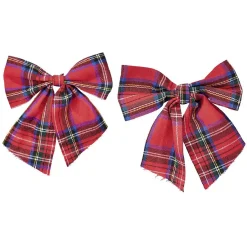 Suspension de Noël Noeud motif tartan rouge x2-Gifi New