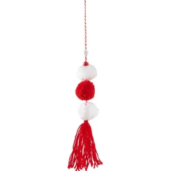 Suspension de Noël pompons et gland rouges et blancs-Gifi Best