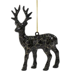 Suspension de Noël renne craquelé noir doré H.13 cm-Gifi Hot