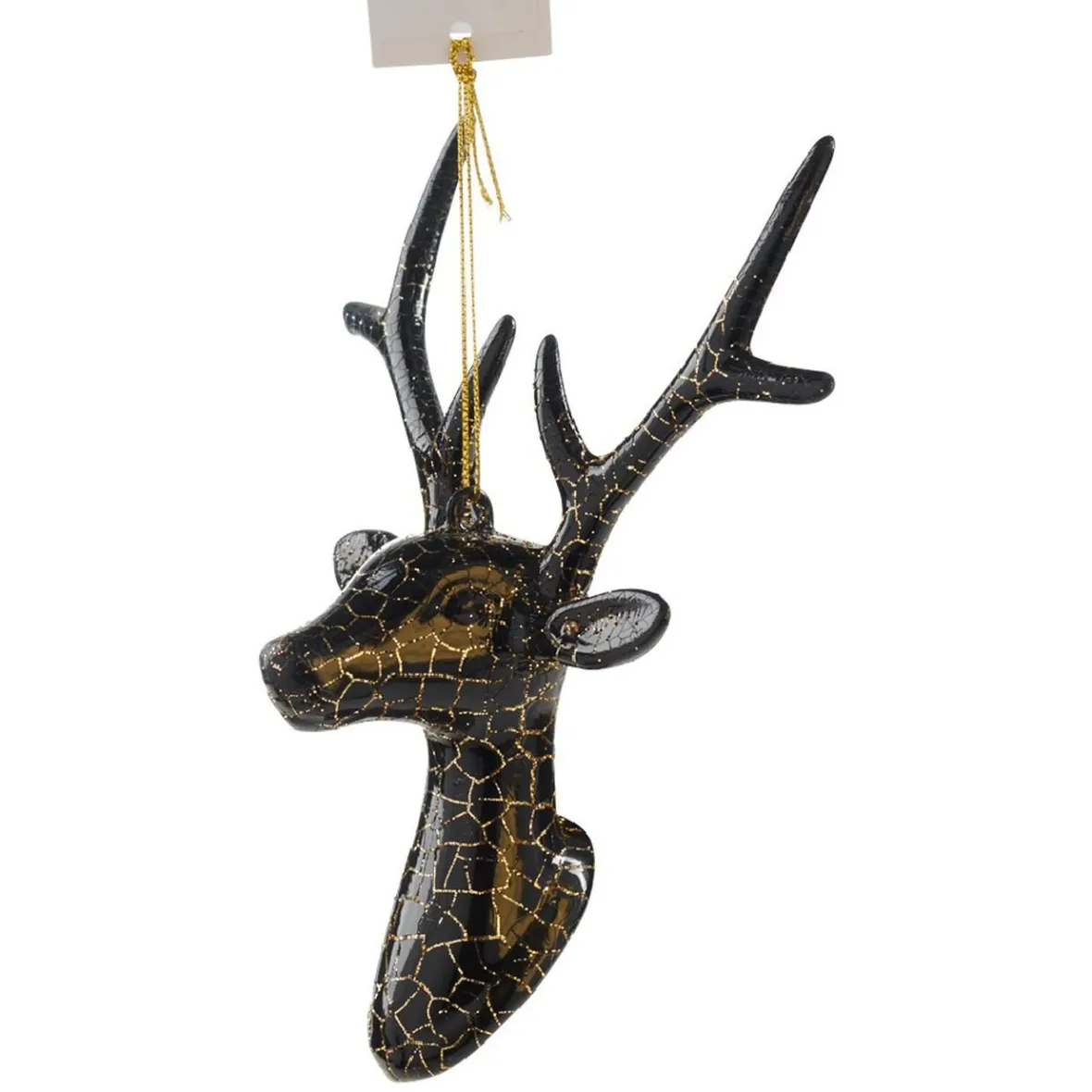 Suspension de Noël renne craquelé noir doré H.13 cm-Gifi Hot