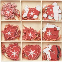 Suspension de noël rouge en bois x36-Gifi Outlet