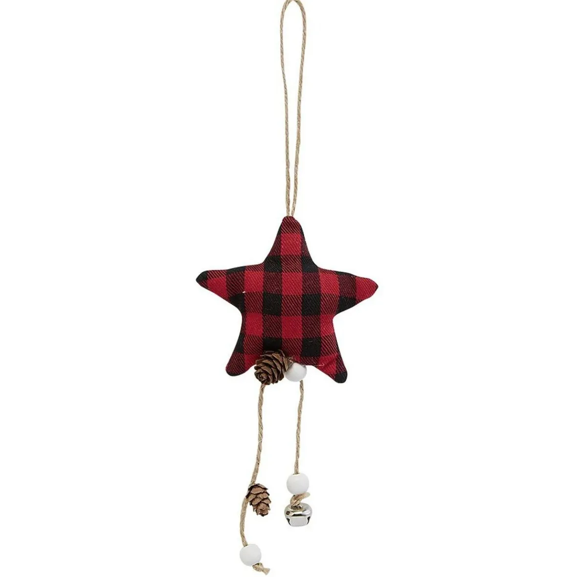 Suspension de Noël Sapin ou Étoile en tissu tartan-Gifi Hot