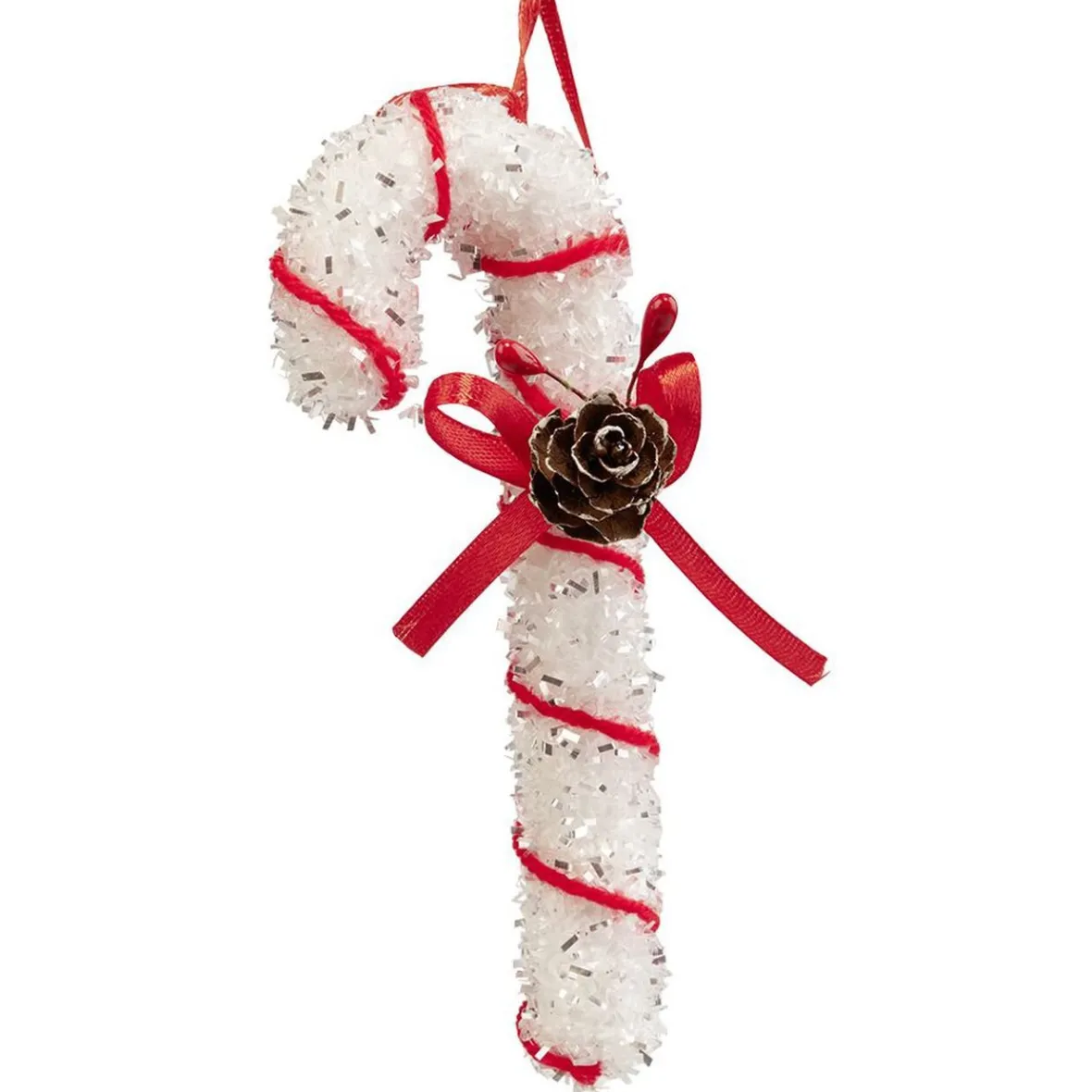 Suspension de Noël sucre d’orge canne rouge et blanc H.19cm-Gifi Online