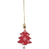 Suspension de Noël Étoile en bois motif traditionnel rouge blanc-Gifi Outlet