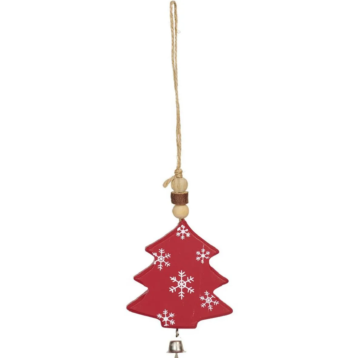 Suspension de Noël Étoile en bois motif traditionnel rouge blanc-Gifi Outlet