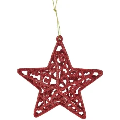 Suspension de Noël étoile rouge pailletté x3-Gifi Discount
