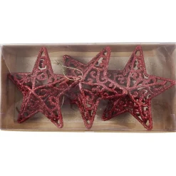 Suspension de Noël étoile rouge pailletté x3-Gifi Discount