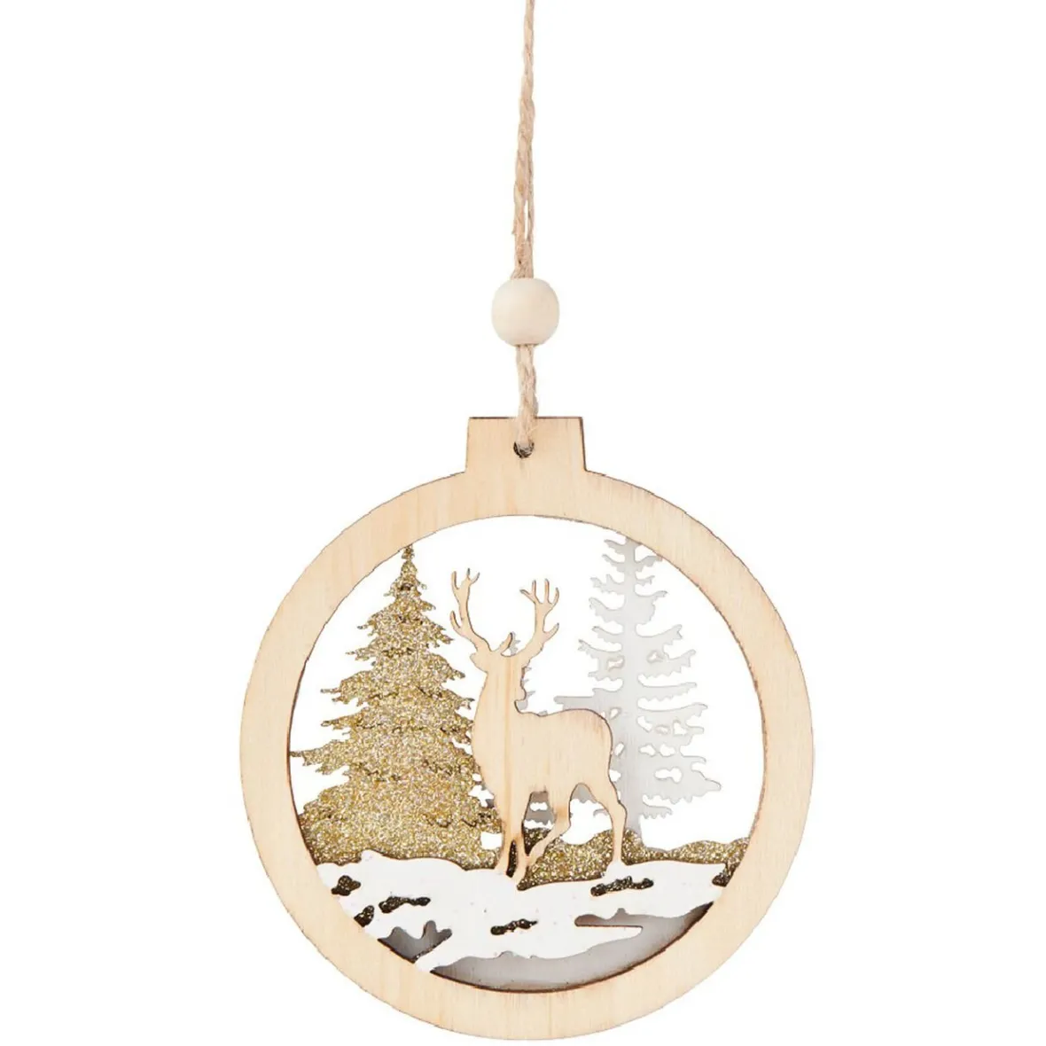Suspension de Paysage de Noël dans cercle en bois-Gifi Best