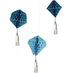 Suspension en papier bleu de forme géométrique x 3-Gifi Online