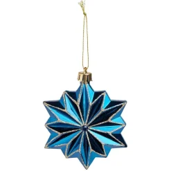 Suspension fleur étoile bleu et doré H10,5cm-Gifi Best