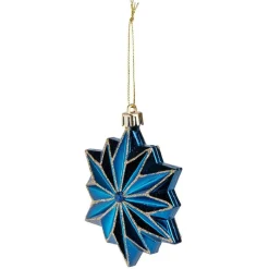 Suspension fleur étoile bleu et doré H10,5cm-Gifi Best