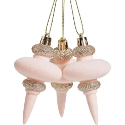 Suspension forme toupie rose et doré x3 - Ø6xH16cm-Gifi Online
