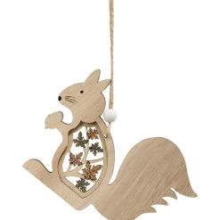 Suspension forêt décoration de Noël en bois ajouré H.10 cm-Gifi