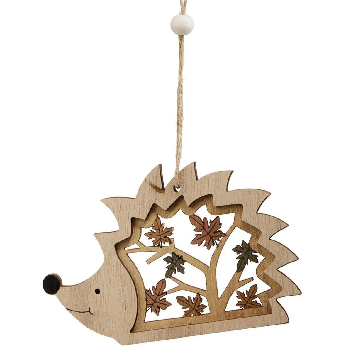 Suspension forêt décoration de Noël en bois ajouré H.10 cm-Gifi
