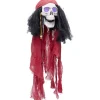 Suspension Halloween LED tête de mort pirate avec foulard rouge-Gifi Sale