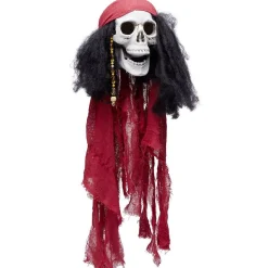 Suspension Halloween LED tête de mort pirate avec foulard rouge-Gifi Sale