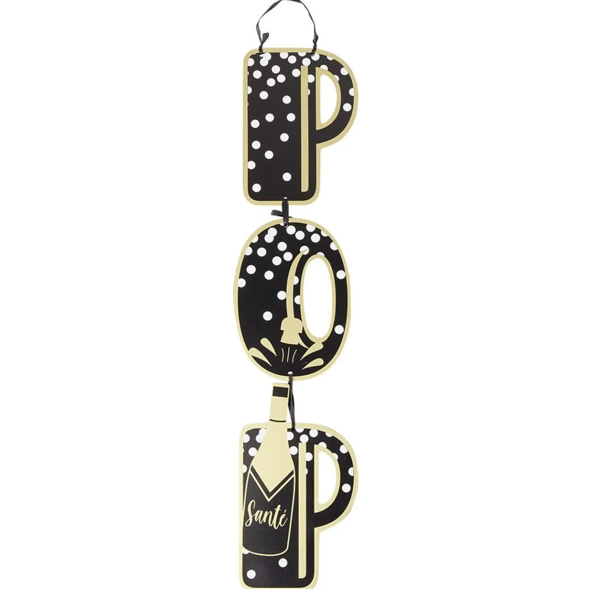 Suspension inscription POP en bois noir et doré-Gifi Outlet