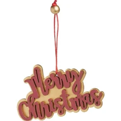Suspension Merry Christmas doré et rouge L10x6cm-Gifi Online