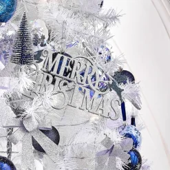 Suspension Merry Christmas en bois pailleté argenté et bleu 25xH14cm-Gifi Sale