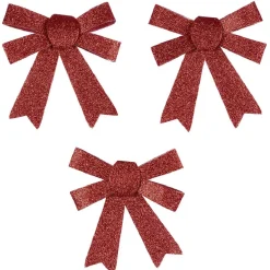 Suspension noeud de Noël pailleté rouge x3-Gifi