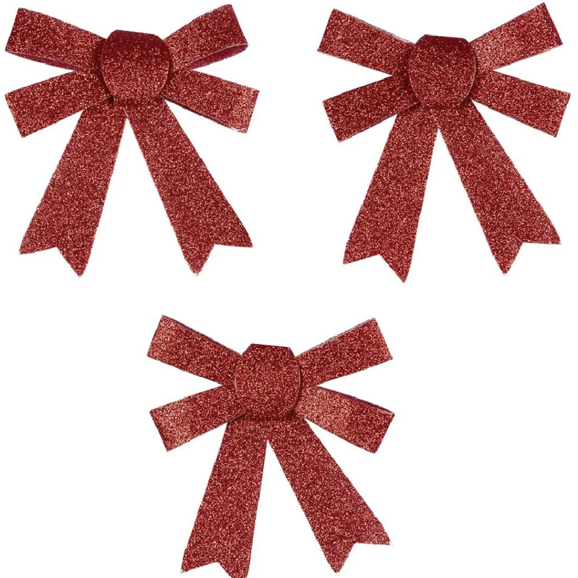 Suspension noeud de Noël pailleté rouge x3-Gifi