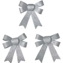 Suspension noeud de Noël pailleté argenté x3-Gifi Online