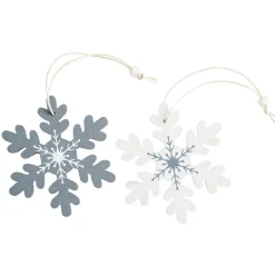 Suspension Noël motifs flocon et cerf blanche et grise x12-Gifi Outlet