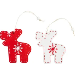 Suspension Noël motifs flocon et cerf blanche et rouge x12-Gifi Outlet