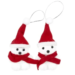 Suspension ourson blanc et rouge x2-Gifi Sale