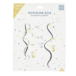 Suspension spirale en papier noir, argent et doré-Gifi Outlet