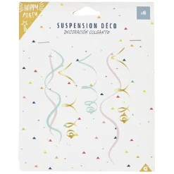 Suspension spirale en papier rose, vert et doré-Gifi Online