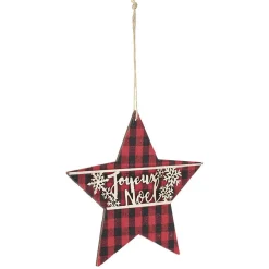 Suspension Étoile avec inscription Joyeux Noël style tartan écossais-Gifi Hot