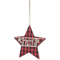 Suspension Étoile avec inscription Joyeux Noël style tartan écossais-Gifi Hot