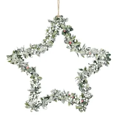 Suspension Étoile de Noël en métal décor feuilles et givre-Gifi Outlet