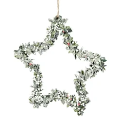 Suspension Étoile de Noël en métal décor feuilles et givre-Gifi Outlet