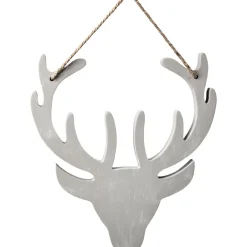 Suspension tête de renne Noël beige H. 28 cm-Gifi Sale