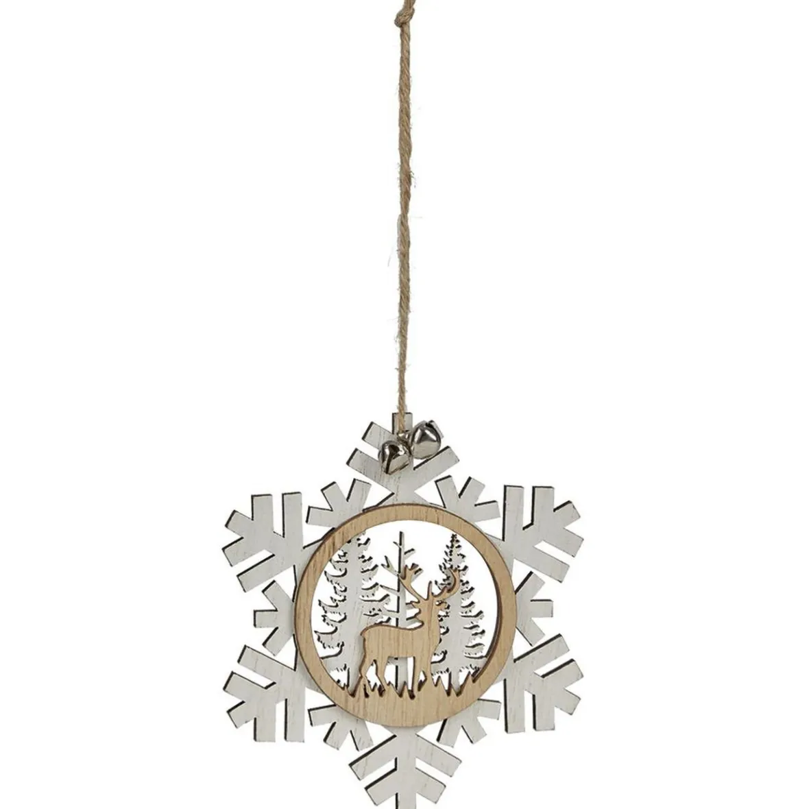 Suspension village de Noël dans flocon en bois-Gifi Outlet