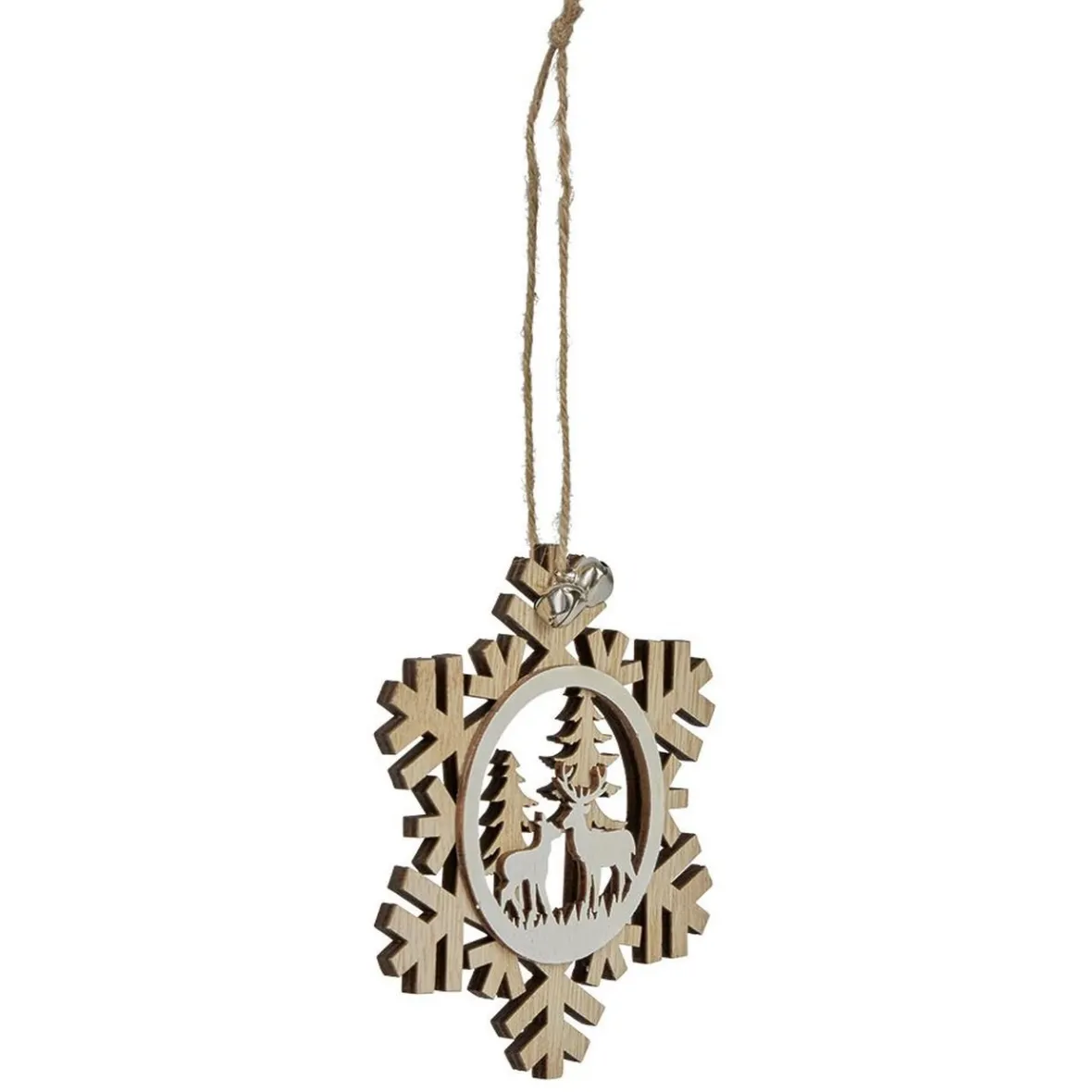 Suspension village de Noël dans flocon en bois-Gifi Outlet