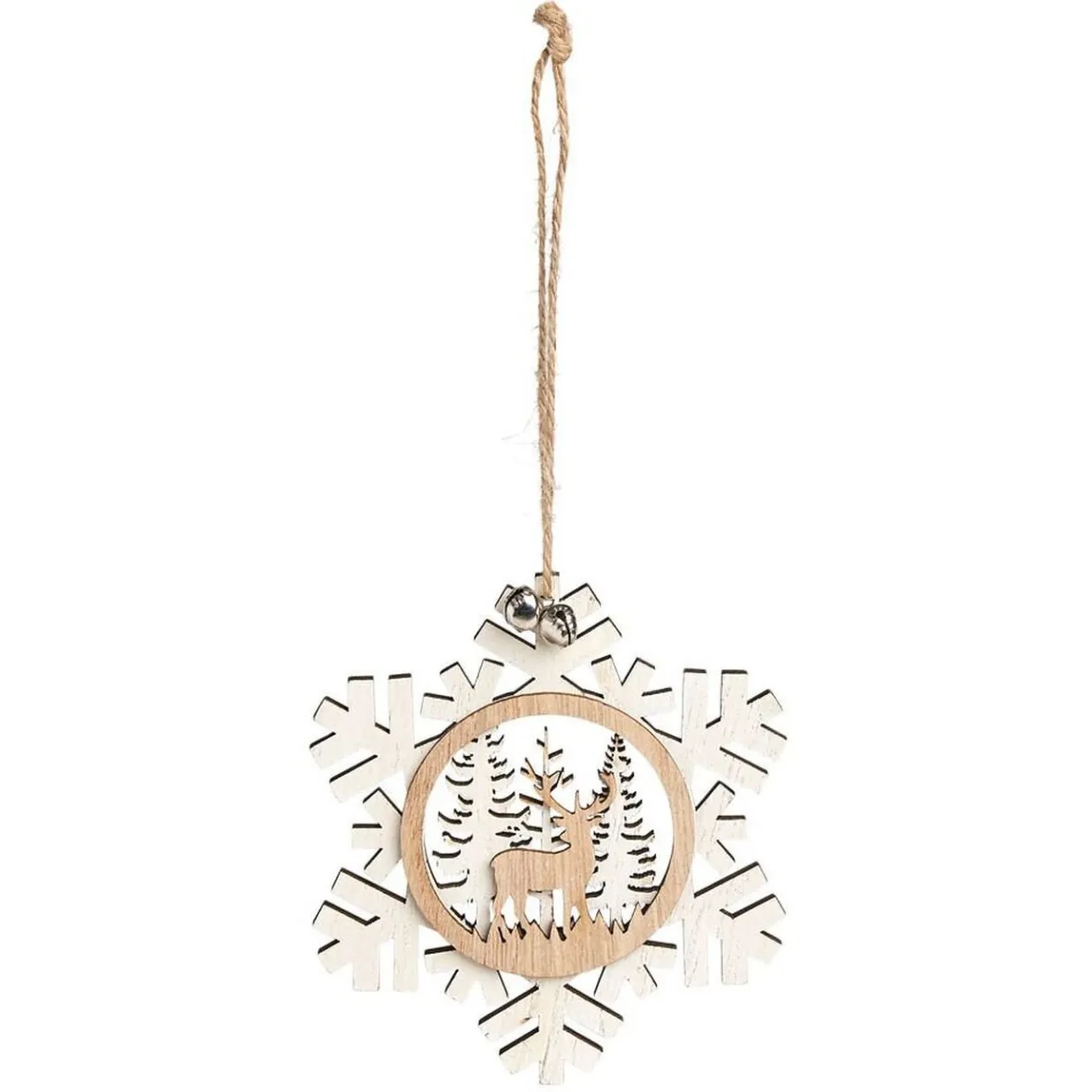 Suspension village de Noël dans flocon en bois H12cm - 2 modèles-Gifi Hot